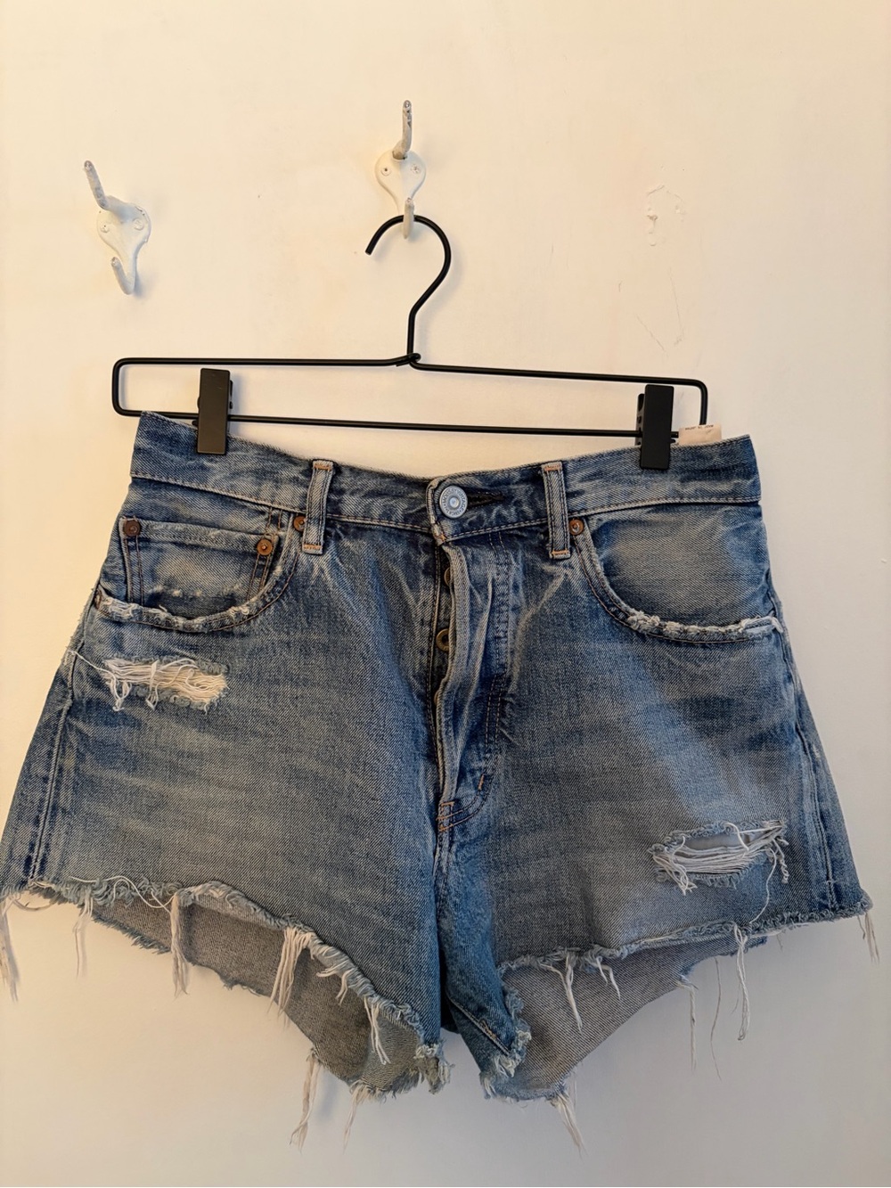 MOUSSY Distressed High-Waist Blue Denim Women's Shorts